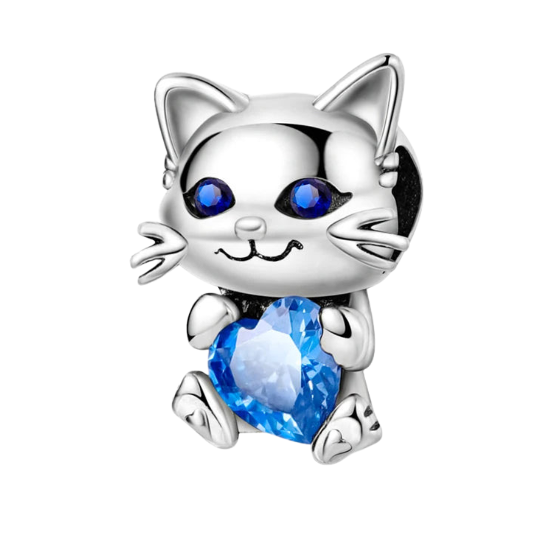 Charm Gato Piedra Azul S925