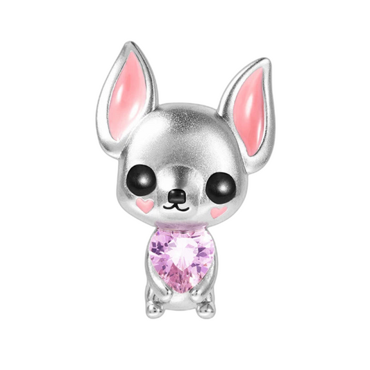 Charm Chihuahua Piedra Rosa S925