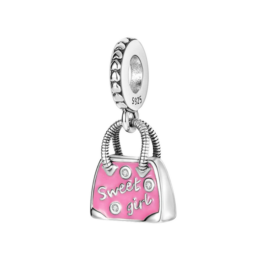 Charm Bolsa Rosa S925